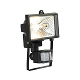 *4 PACK* IP54 PIR SENSOR HALOGEN FLOOD LIGHT IN BLACK