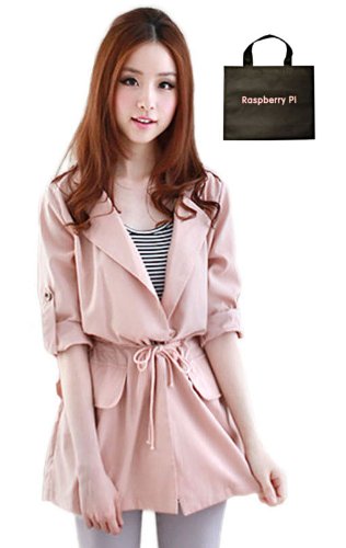 (ラズベリーパイ)RaspberryPi カジュアル ジャケット 薄手 ガーリー ファッション ピンク M L XL 2XL オリジナルエコバッグセット wn119rp