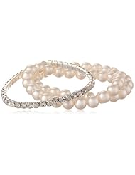 Colored Simulated Pearl and Crystal Stretch Bracelet Set