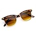 zeroUV - Retro Classic Metal Half Frame Horn Rimmed Sunglasses