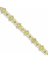14K Gold Rhodium D/C Fancy Bracelet 7 Inches