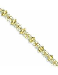Genuine 14K Yellow Gold Rhodium Diamond Cut Fancy Bracelet 7 Inches 8 Grams Of Gold 100% Satisfaction Guaranteed.