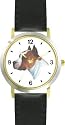 Pit Bull JP Dog - WATCHBUDDY&reg; DELUXE TWO-TONE THEME WATCH - Arabic Numbers - Black Leather Strap-Women's Size-Small
