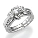 Platinum Bridal Set with Three Stone Engagement Ring