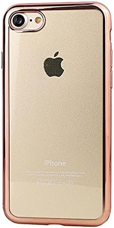 iPhone 7 Case, Naoho® New Fashion Plating Frame Soft TPU Clear Case for iPhone 7 Silicon Gel Back Cover Anti-scratch Full Cover Shockproof Durable Cover (Rose Gold color_iPhone 7)