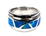 Ring W/ Lab Opal STERLING SILVER Sizes 5 to 10