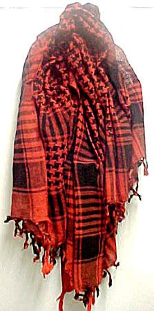 Brick Red / Black Arab Kafiyah Head Scarf Shemagh