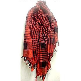 Brick Red / Black Arab Kafiyah Head Scarf Shemagh