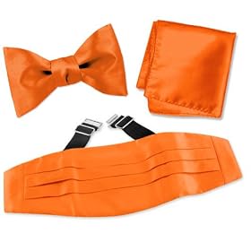 Orange Dream Freestyle Bow Tie by Elite Solid orange silk cummerbund sets