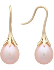 10k Yellow Gold 8mm Round Freshwater Peark Drop Earrings