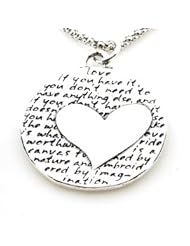 Kevin N Anna Studio Sterling Silver LARGE Pendant Necklace with Etched HEART Celebrates LOVE