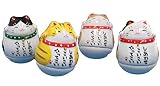 Maneki Neko - 4 Sets of Roly Poly Mini Cats Display Set (#7320)