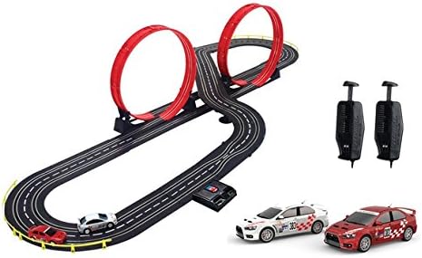 Electric Slot Cars Loop Racing Track Set Mitsubishi Stunt Racers 1:43 Scale