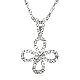 Sterling Silver Diamond Looped Cross Pendant, (0.33 cttw)