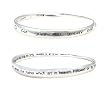 TWO (2) BRACELET SET - Bangle Style - One Engraved with SERENITY PRAYER and the Other Engraved with the LORD'S PRAYER ~ Silver Tone Metal