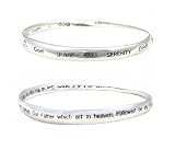 TWO (2) BRACELET SET - Bangle Style - One Engraved with SERENITY PRAYER and the Other Engraved with the LORD'S PRAYER ~ Silver Tone Metal