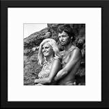When Dinosaurs Ruled The Earth Custom Framed & Matted B&W Photo (Victoria Vetri Robin Hawdon) Total Size: 20x20 Inches