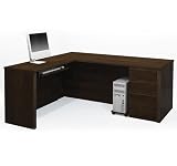 Prestige Premium L-shaped Corner Computer Desk in Chocolate