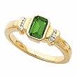 14K Yellow Gold Tsavorite (Green Garnet) and Diamond Ring