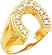 14K Gold .27cttw Diamond Horseshoe Mens Ring Sz 10