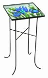 Evergreen 2GM225 Square Glass-Top Side Table, Iris, 22-Inches Tall x 11-Inches Square