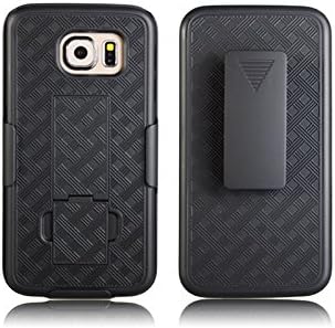 Galaxy S6 Case - Belt Clip Holster Cover Shell Kickstand Criss Cross Black New Plaid Design, Samsung Galaxy S6