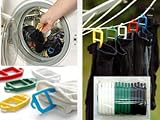 Produkt-Bild: SUPI Sockenklammern Sockenclips Sockenhalter - cleveres Patent aus Finnland - stoffschonend - 15 St&uuml;ck - je 5 in den Farben weiss + schwarz + gr&uuml;n