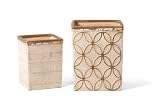 Foreside Square Coastal Planters, Large, Cream, Set of 2