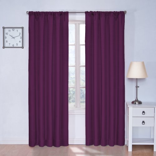 Eclipse Kids Microfiber Blackout Window Curtain Panel, 63-Inch, Purple