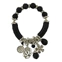 Black Beaded Charm Bracelet