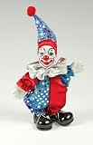 Clown Figurine - Sequins with Red and Purple, Hand-Painted, Posable, Porcelain, 7 Height