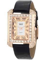 Burgi Womens BUR063RG Rectangular Mother-Of-Pearl Crystal Watch