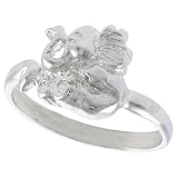 Sterling Silver Diamond Cut Elephant Ring