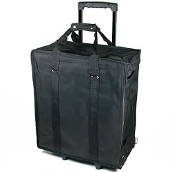 Large Jewelry Display Box Black Carrying Case w/ Wheels