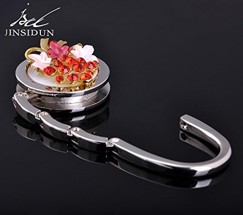 Fashion Girl's Red/blue Rhinestone Metal Flower Bag Hook Handbag Holder Sets