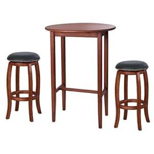 3pc Bar Table & Swivel Bar Stools Set Vintage Oak Finish 3pc Bar Table & Swivel Bar Stools Set Vintage Oak Finish