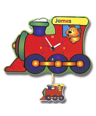 Childrens Toyshop  Toys : Personalised Childrens Train Design Wall Clock