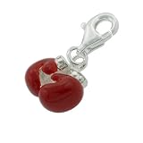 Sterling Silver Boxing Glove Charm Red Enamel