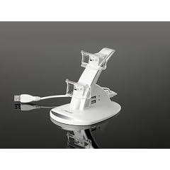 PS3 Ladestation Charging Station f�r 2 Controller mit Netzteil & USB HUB WHITE EDITION
