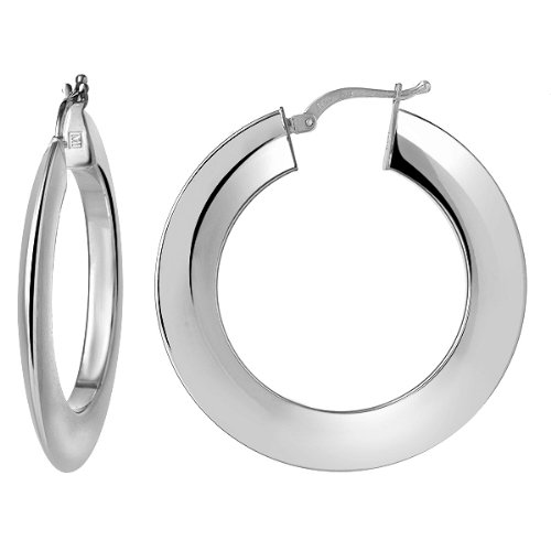14K Gold Flat Edge Hoop Earrings