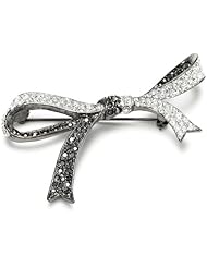 Kenneth Jay Lane Gunmetal, Crystal, Argent Bow Pin