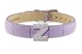 Diamond Clip On Initial letter "Z" with Purple Leather Bracelet
