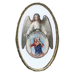 Car Visor Clip - Guardian Angel Saint Christopher - 1.75"x1.0" - Clip on