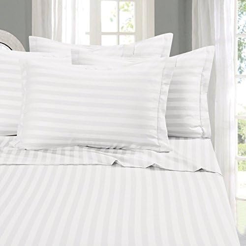 Fortune Linens COLLECTION 100% brushed microfiber 1800 series bed sheet set with matching pillowcase, deep pockets, SATISFACTION GAURANTEED Stripe 4pc Sheet Set Queen Sleeper Sofa Bed White