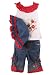 B T Kids Spring/Summer Infant Baby Girls 3 pc. Red Polka Dot and Denim Embroidered Capri Pant Set with Matching Hat