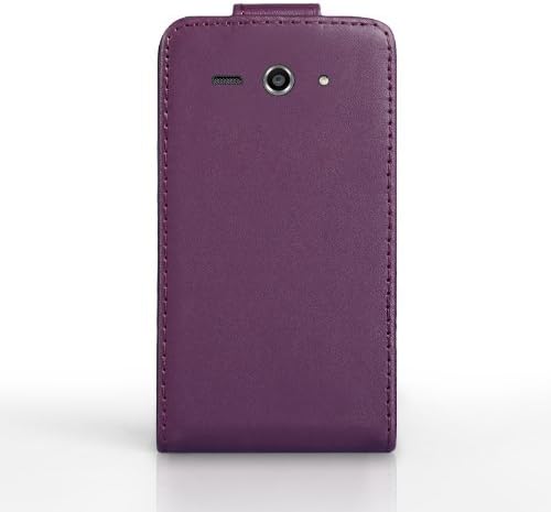 Yousave Accessories Huawei Ascend Y530 Case Purple PU Leather Flip Cover With Stylus Pen