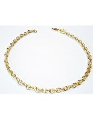 14K Yellow Gold Polished-Finish 10" Rollo Link Anklet.