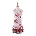 NEOVIVA Cotton Canvas Kitchen Apron Set for Mama and Me with Pockets, Heavy Duty Flirty Aprons for Mother and Daughter Clothes for Cooking, Baking, BBQ and Gardening, Style Doris, Floral Lollipop Red