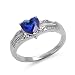 Sterling Silver Blue Sapphire Heart CZ and Opal Ring Sizes 5 to 9