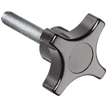 Davies Thermoset Four Arm knob, Flute Rim, Threaded Stud, 3/8"-16 Thread Size X 2" Thread Length, 2" Diameter (Pack of 5)